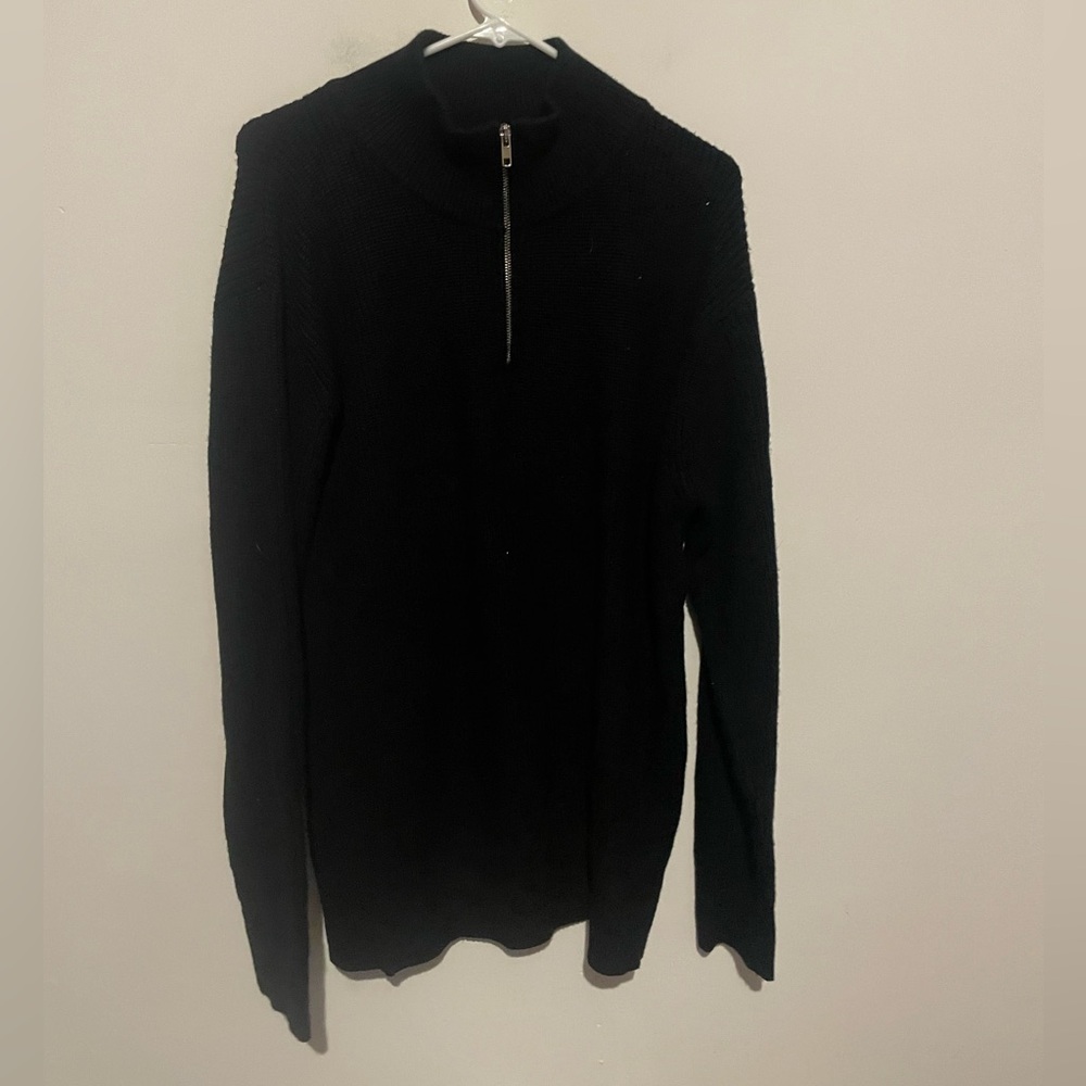 Black ribbed 3/4‎ zip sweater size 2XL unisex